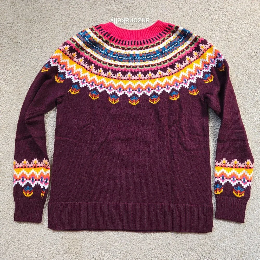 NWT Talbots Fair Isle Sweater Burgundy XS - Picture 9 of 9
